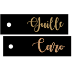 Tarjetas rectangulares largas negras y oro/bronce 18u